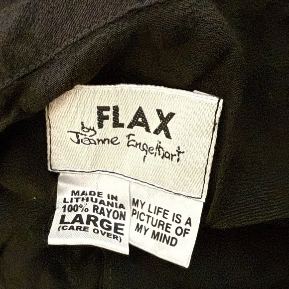 Flax by Jeanne Engelhart Women's Vintage Short Sleeve
Midi Dress Pockets Black L - Picture 16 of 16